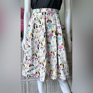 Custom Made Pleated Skirt & Matching Bag Features Fun Facial Expressions Size 8